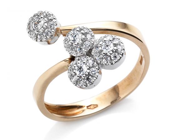 CF01768 - Anello Contrarié Oro Bicolor e Zirconi 